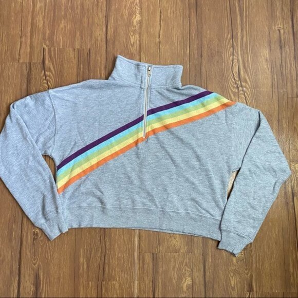 Women's Wildfox Rainbow Half Zip Sweatshirt XS - Picture 2 of 10